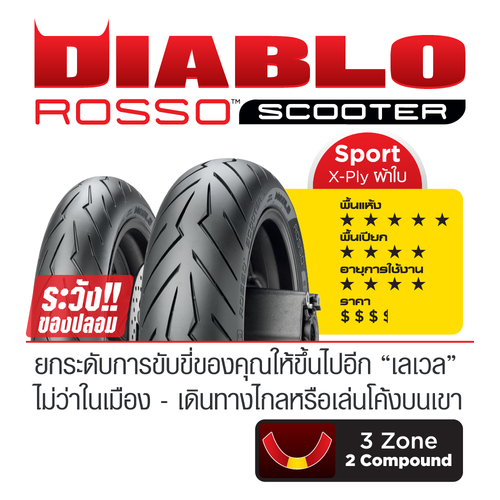 Pirelli DIABLO ROSSO SCOOTER : 120/70-15+150/70-13 » SHOWPOW