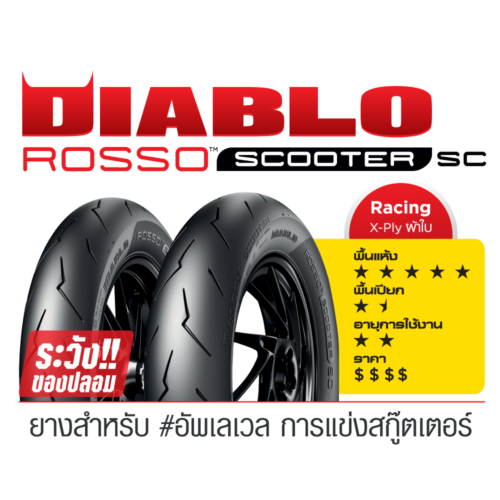 Pirelli DIABLO ROSSO SCOOTER SC : 110/80-14 + 140/70-14