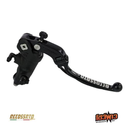 Accossato Radial Brake Master Cylinder 15x18 with black anodyzed body and folding black lever