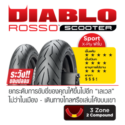 Pirelli DIABLO ROSSO SCOOTER : 120/70-12+140/70-13