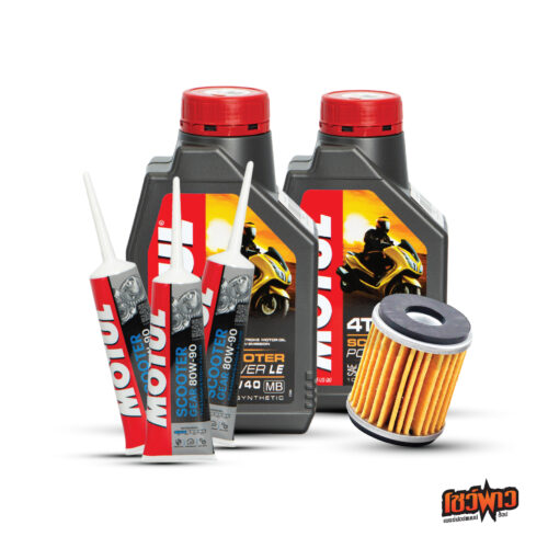 MOTUL 4T Scooter POWER LE 5W40 x2 + MOTUL GEAR OIL 80W90 x3 + OIL FILTER x1