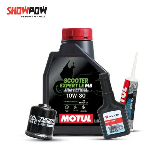 Motul SET1 น้ำมันเครื่อง x1 + เฟืองท้าย x1 + กรองน้ำมันเครื่อง x1 + ฟลัชชิ่ง x1 =636 -01