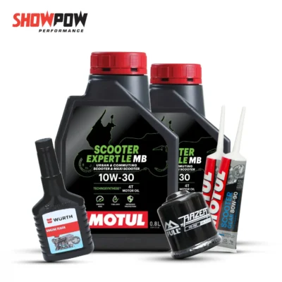 MOTUL SET3 น้ำมันเครื่อง x2 + เฟืองท้าย x2 + กรองน้ำมันเครื่อง x1 + ฟลัชชิ่ง x1 = 799-03